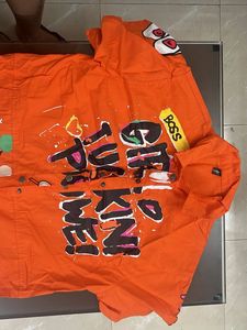 Orange Graphic Button-Down Shirt