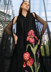 Elegant Black Embroidered unstiched pakistani suit