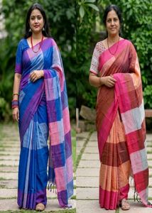 2-SareesCombo-New Maroon&Blue+With+RedBorder Cott