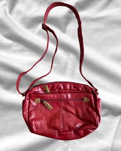 vintage Red Leather Shoulder Bag