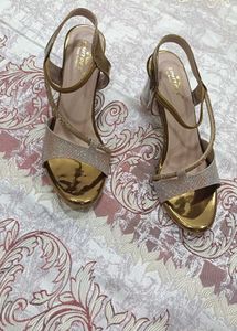 Sparkling Block Heels Sandals