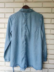 Light Wash Denim Color cotton Tunic Shirt