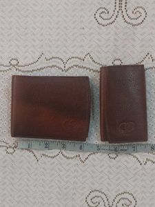 GO Classic Brown Leather Wallet  &amp; Keychain Set