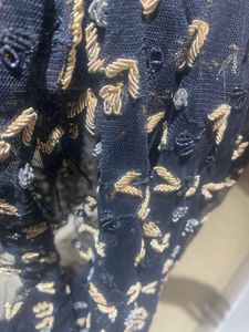 Designer Black Net Saree