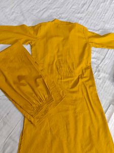 Yellow Kurta with Elephant Embroidery and Pant Set