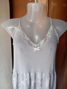 Lace Trimmed Grey Nightdress