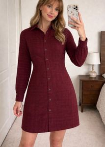 Classy Maroon Striped Dress - velvet touch
