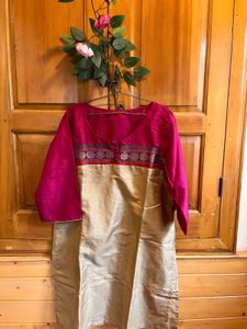 Beautiful Khaki Pink W Kurti