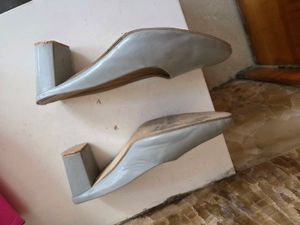 Stylish Grey Patent Mules