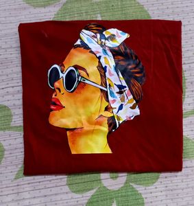 Stylish maroon Graphic Print T-shirt - 1