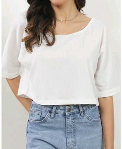 Shein boat neck batwing sleeve short texture top