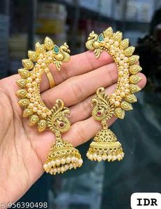 Exquisite Gold Peacock Jhumka Earrings