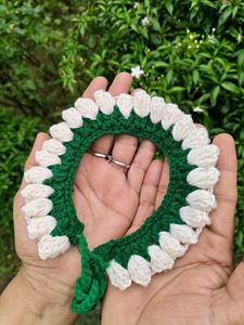 Handmade Green & White Crochet Accessory