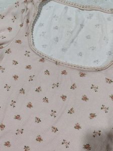 Cute Floral Print Square Neck Top