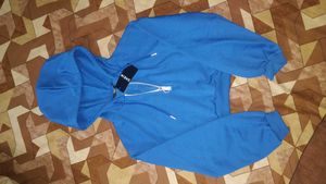 Blue Cropped Zip Hoodie