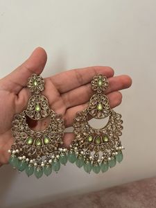 Exquisite Kundan & Pearl Chandelier Earrings