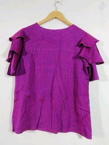 Pink And Purple Printed Round Neck Top (Women)