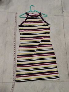 Striped Halter Neck Mini Dress
