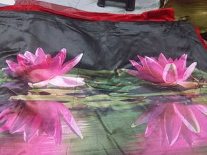 Beautiful Lotus Print velvet  bed sheet with pillo