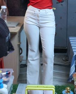 Flying Machine White Bootcut Jeans