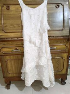White Textured Tiered Dress