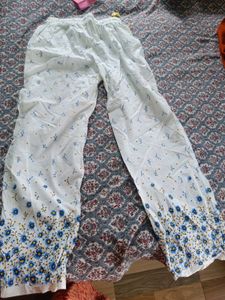 Blue Jaipuri print kurta with white pant