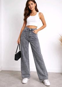 Acid Wash Gray Denim Jeans