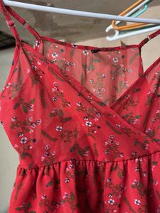 Chic Red Floral Cami Top