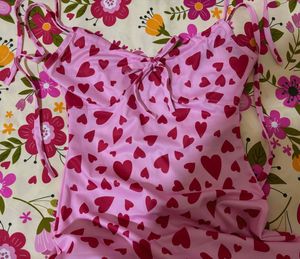 Cute Pink Heart Print Dress 💗🎀🌸