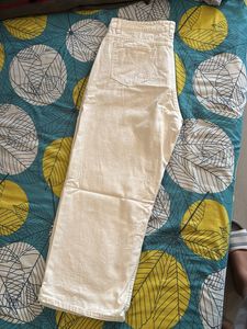 Wide Leg Cream Jeans