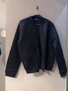 Black Quilted Bomber Jacket