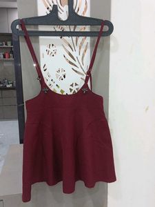 Red Pinafore Mini Skirt dungree