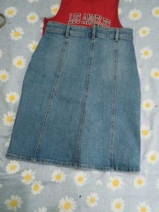 Los Angeles 21 Tank Top &amp; Denim Skirt Set