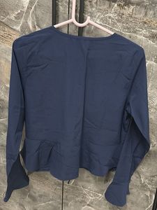 Chic Navy Blue Ruched Top
