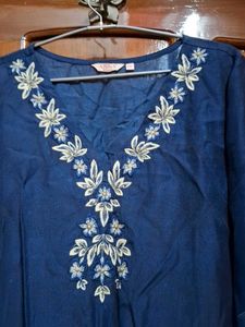 Blue Embroidered Kurta and dupatta