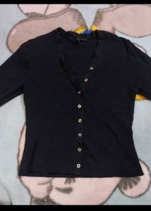 DIWALI SALE 🎉 Black Ribbed Cardigan