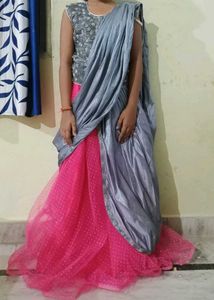 Stunning Pink & Grey Lehenga Choli