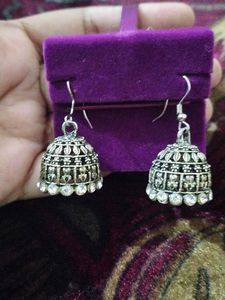 Exquisite Silver Jhumka Earrings