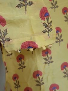 Yellow Floral Print Kurta and churidar