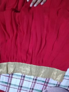 Red long skirt with Embroidered Border
