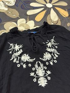 Embroidered Black Kurta Top