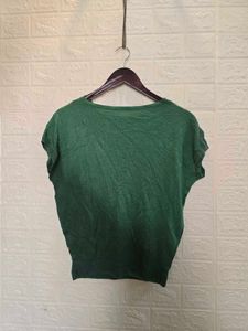 Stylish Green Top with Black Polka Dots