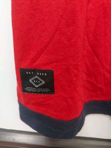 Red T-Shirt with Navy Trim