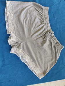 Comfortable Grey Lace Trimmed Shorts