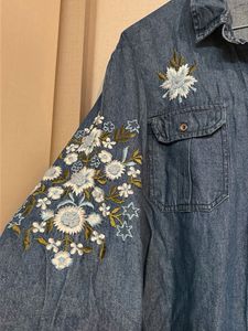 Embroidered Denim Shirt Dress