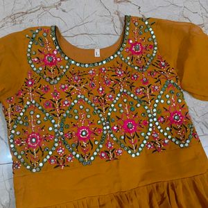 Yellow Embroidered Ethnic Gown