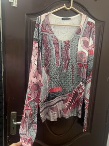 Abstract Print Long Sleeve Top