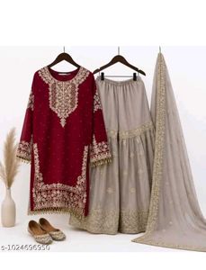 beautiful wine colour Pakistani suit