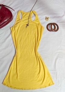 Yellow Ribbed Racerback Top