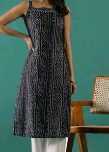 Blue Ethnic Printed Sleeveless Kurta
